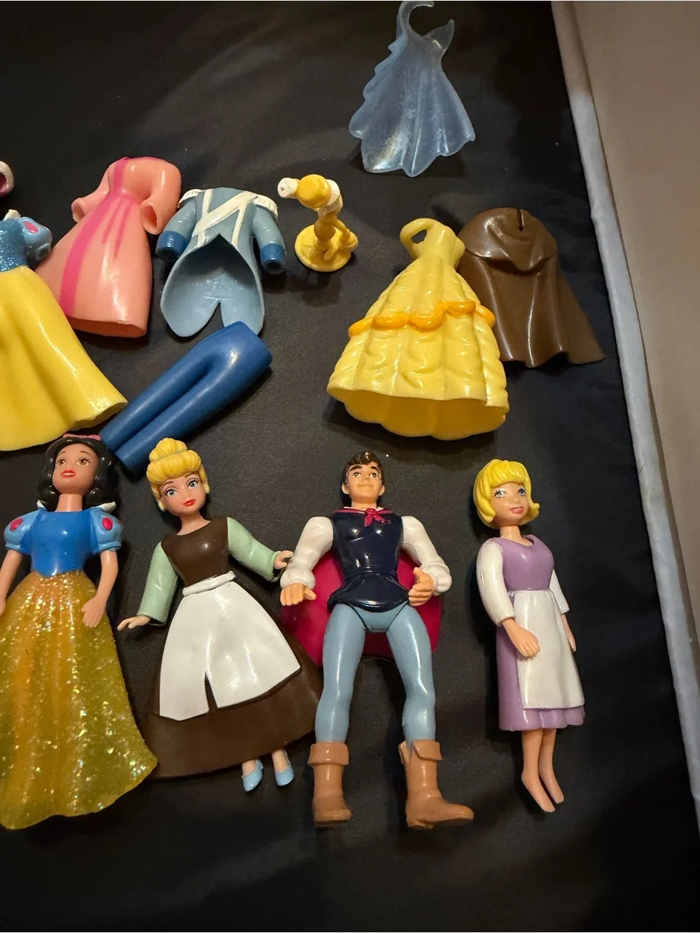 Disney Princess Polly Pocket Mini Doll Lot Rubber Dresses Horse Elsa Belle
